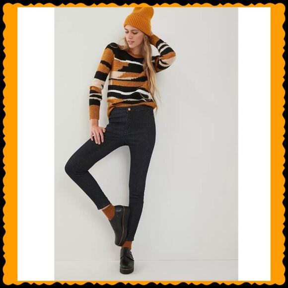 Anthropologie Pilcro High Rise Denim Legging Shimmer Shine Glitter Blue Jeans 25 - Picture 1 of 10